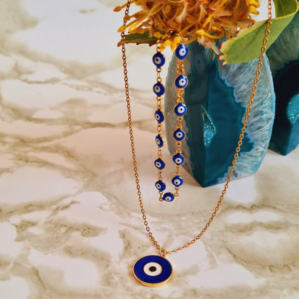 Evil Eye Necklace & Bracelet Set