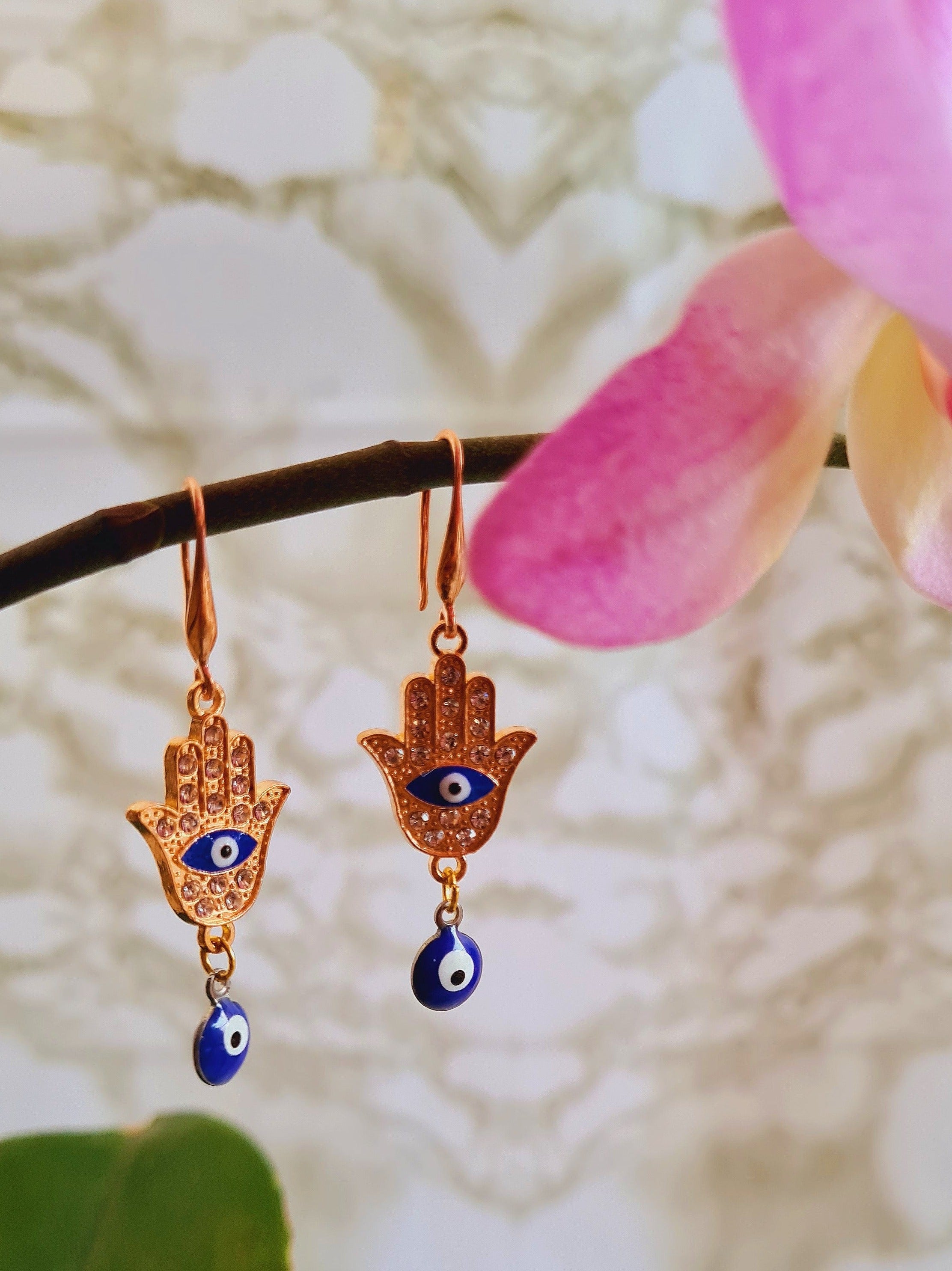 Hamsa Hand Evil Eye Earrings